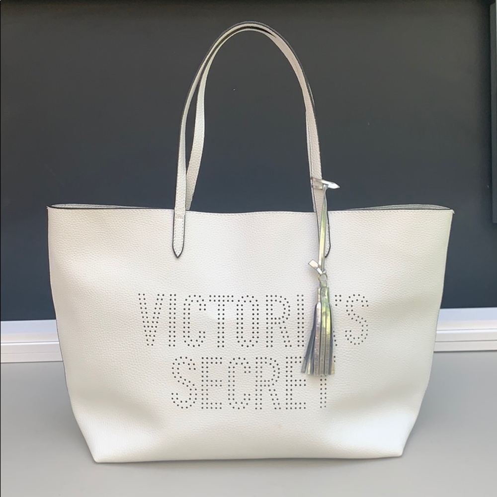 Victoria’s Secret tote white large leather bag.
